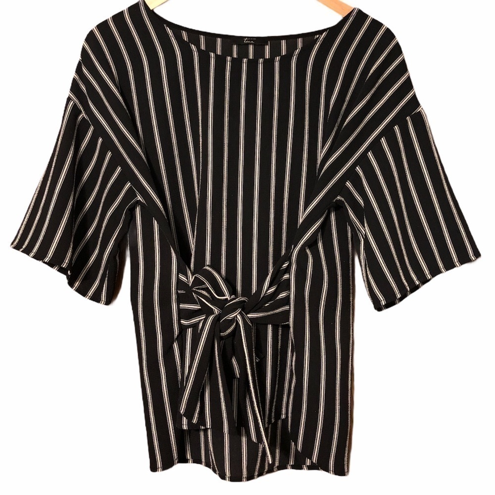 Tua Black and White Blouse Front Tie S